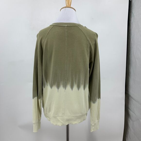 Athleta Sundown Dip Dye Shirt Womens XS Moss Beige Round Neck Raglan Long Sleeve - Picture 5 of 15